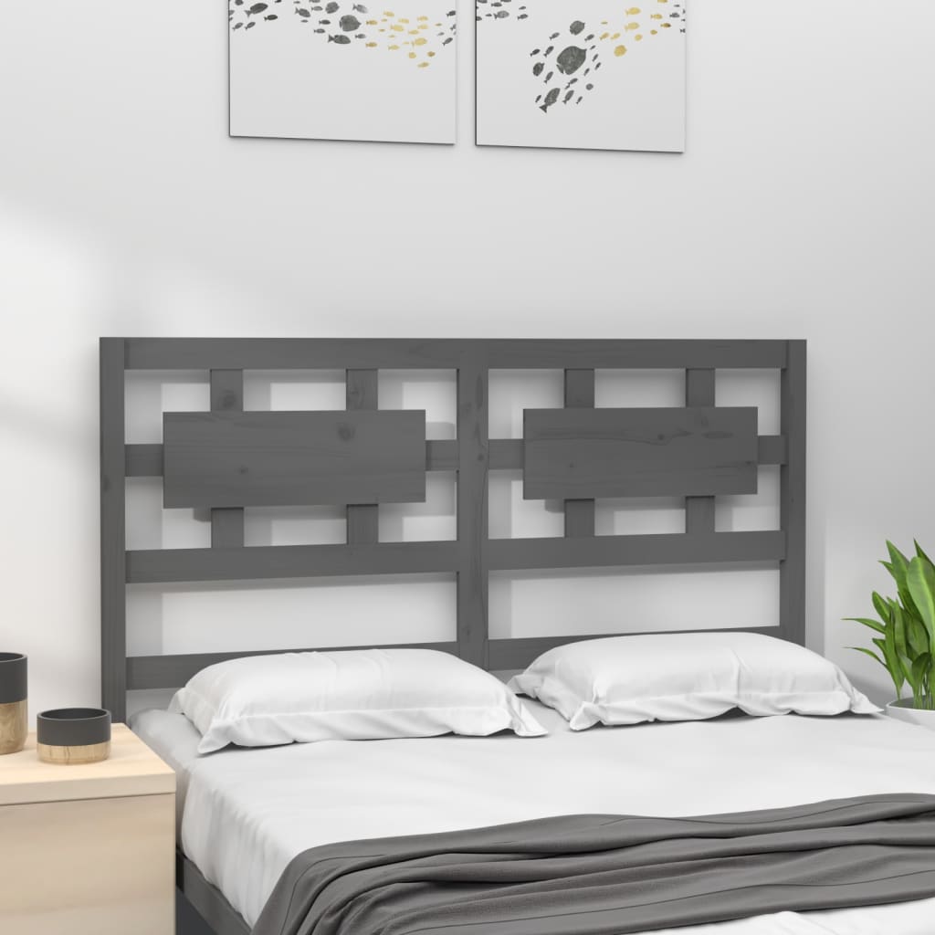 vidaXL Wezgłowie łóżka, szare, 165,5x4x100 cm, lite drewno sosnowe