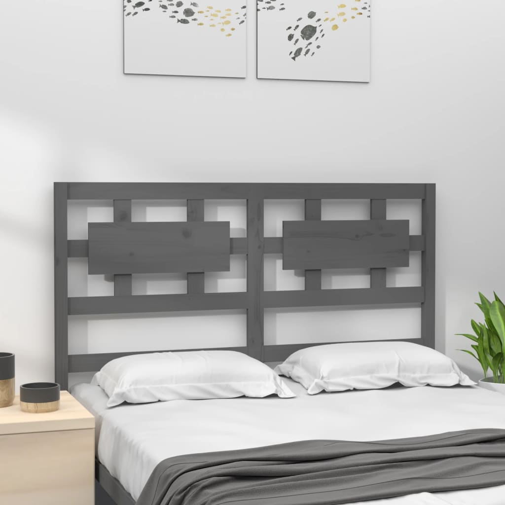 vidaXL Wezgłowie łóżka, szare, 205,5x4x100 cm, lite drewno sosnowe