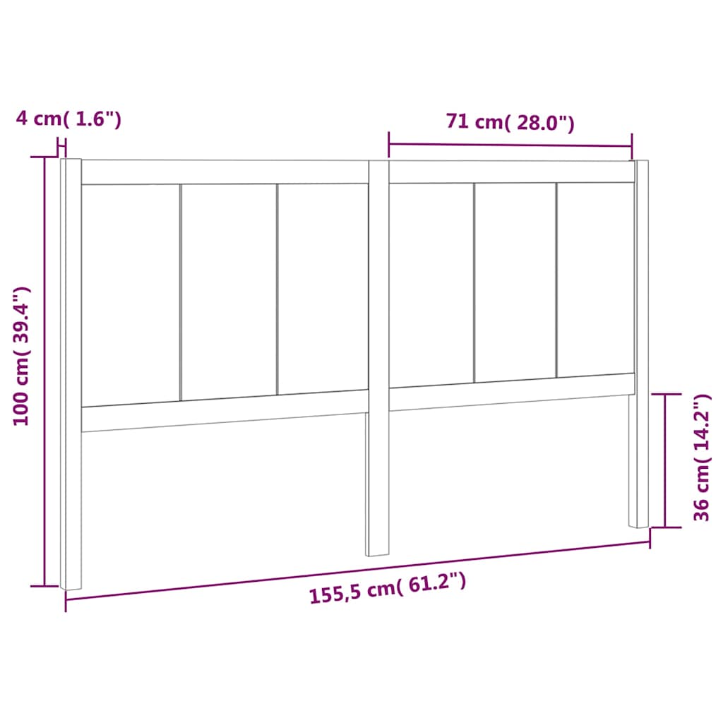 vidaXL Wezgłowie łóżka, 155,5x4x100 cm, lite drewno sosnowe