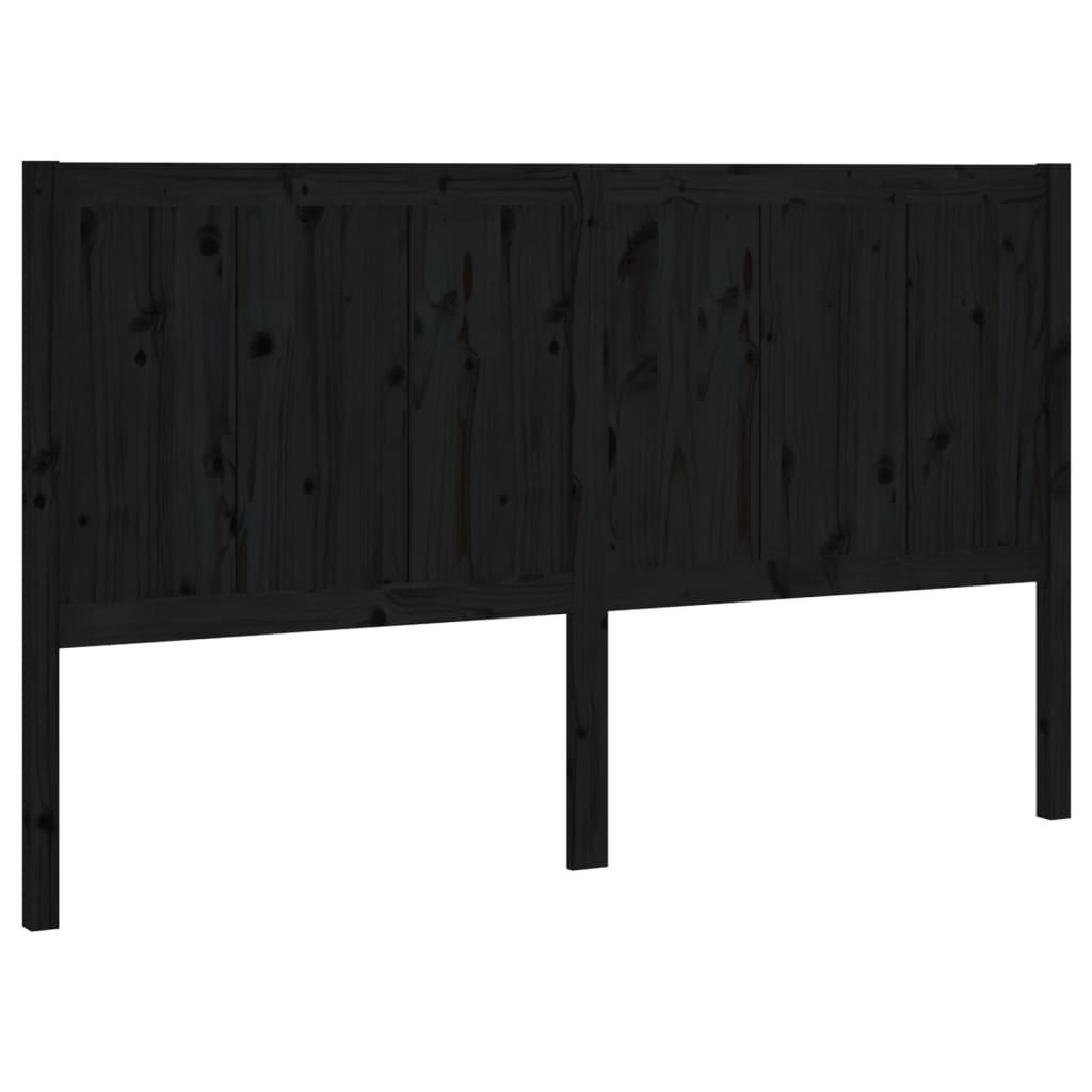 vidaXL Wezgłowie łóżka, czarne, 205,5x4x100 cm, lite drewno sosnowe