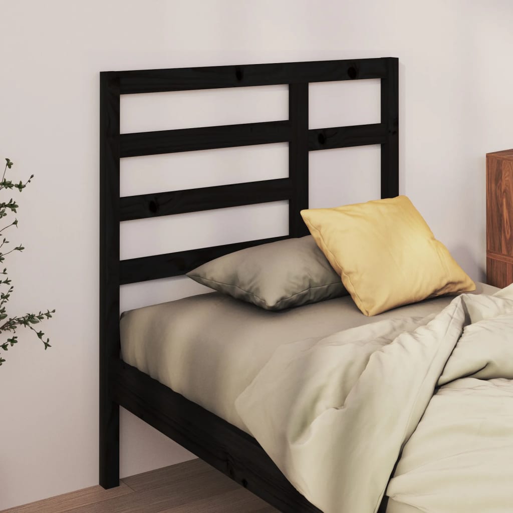 vidaXL Wezgłowie łóżka, czarne, 96x4x104 cm, lite drewno sosnowe