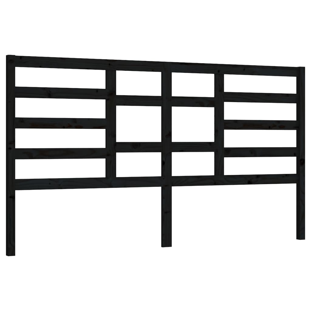vidaXL Wezgłowie łóżka, czarne, 206x4x104 cm, lite drewno sosnowe
