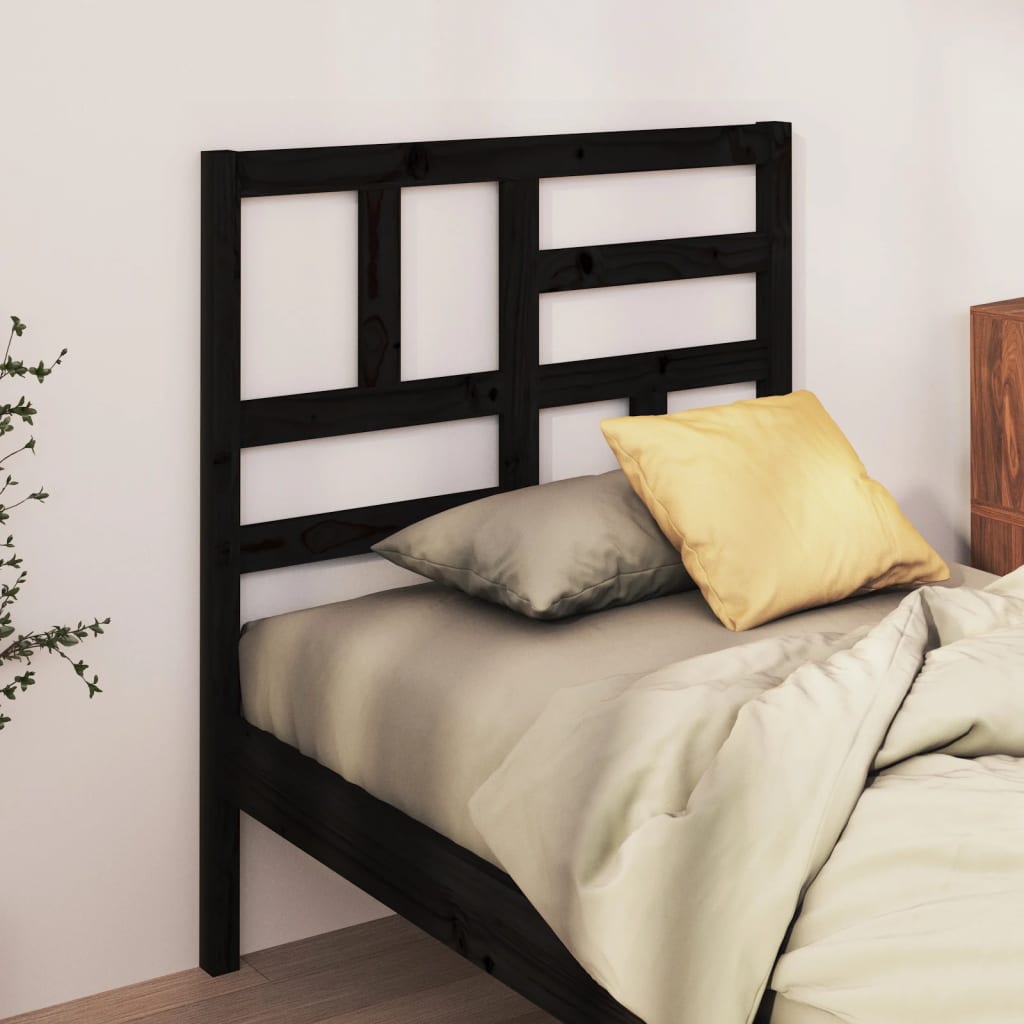vidaXL Wezgłowie łóżka, czarne, 96x4x104 cm, lite drewno sosnowe