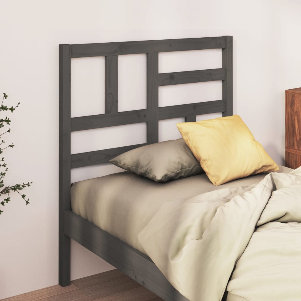 vidaXL Wezgłowie łóżka, szare, 106x4x104 cm, lite drewno sosnowe
