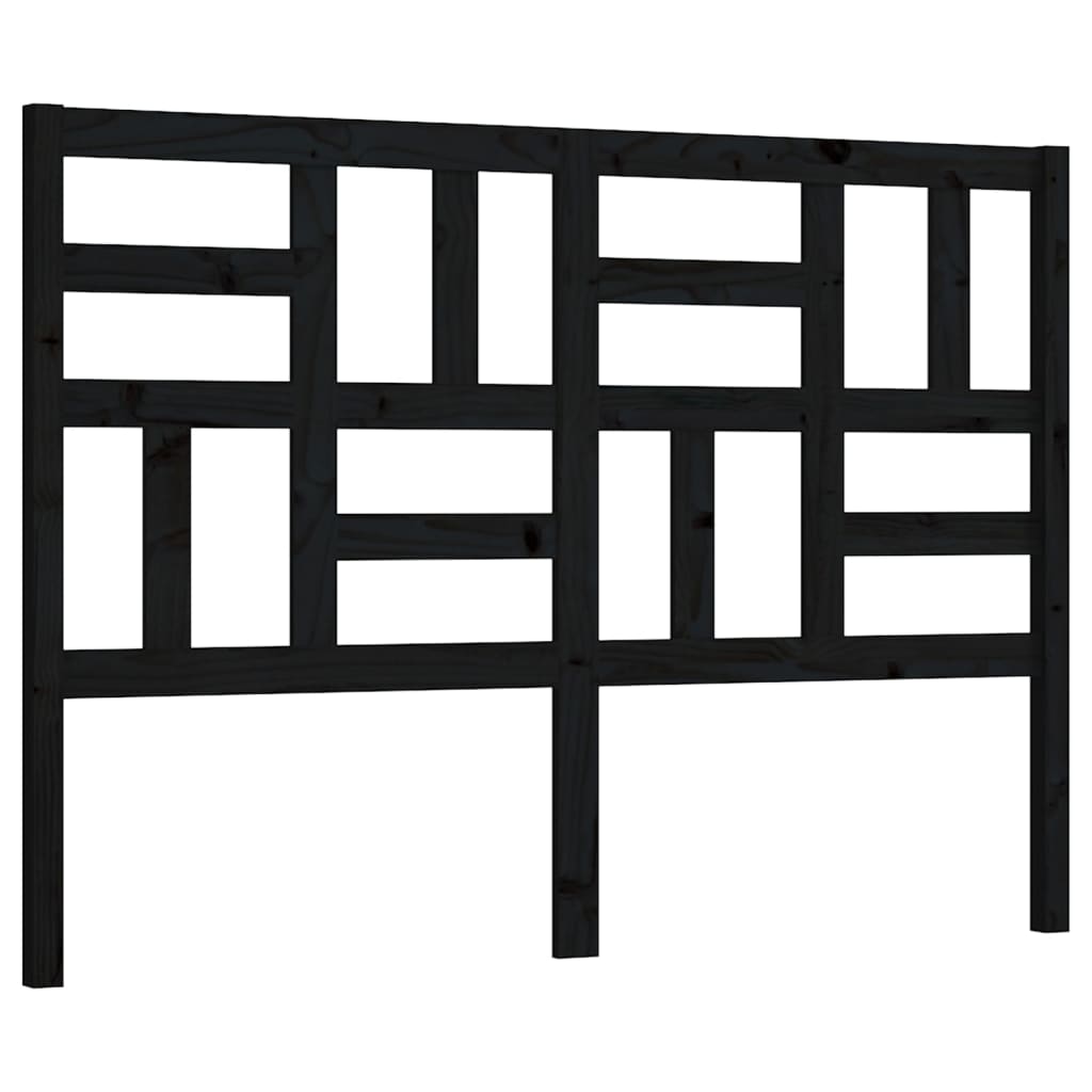vidaXL Wezgłowie łóżka, czarne, 126x4x104 cm, lite drewno sosnowe
