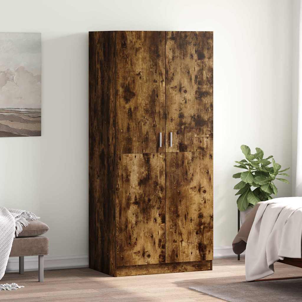 vidaXL Szafa, przydymiony dąb, 80x52x180 cm, materiał drewnopochodny
