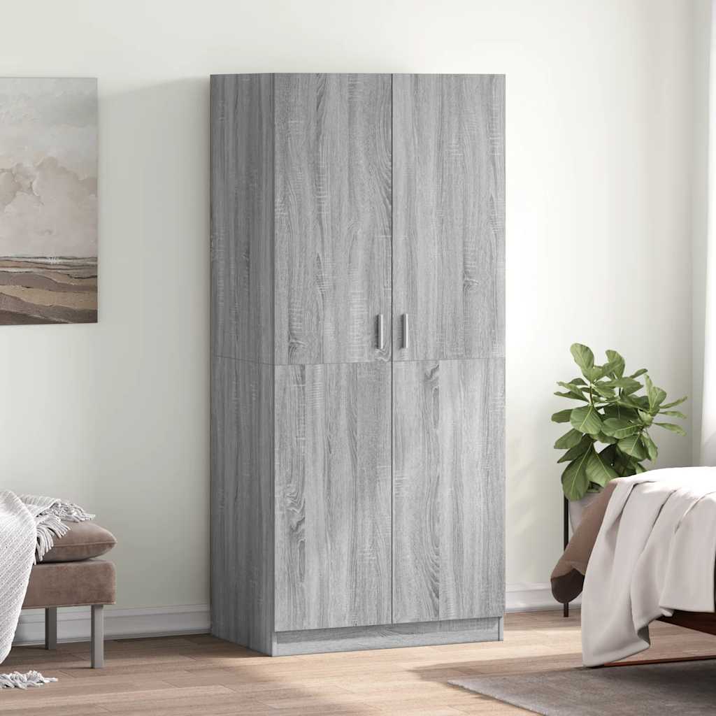 vidaXL Szafka, szary dąb sonoma, 80x52x180 cm, materiał drewnopochodny