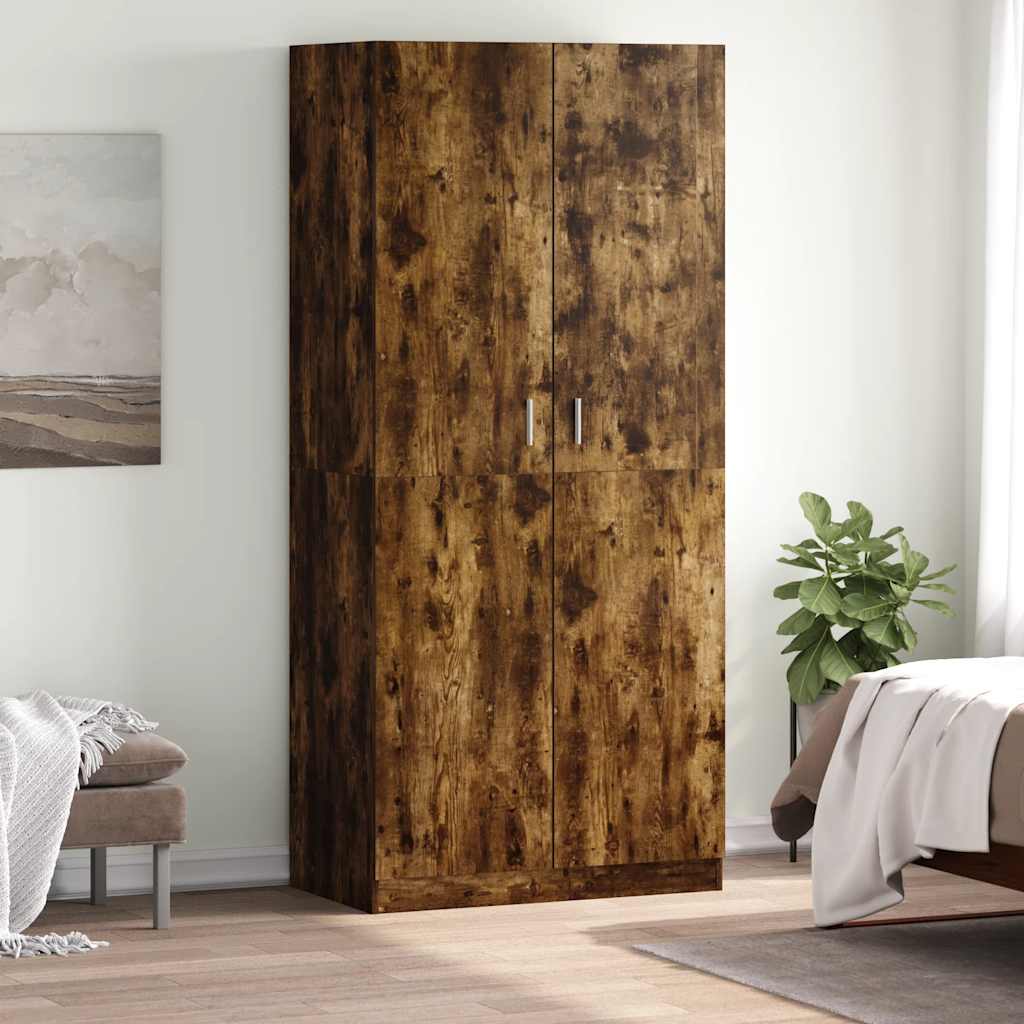 vidaXL Szafa, przydymiony dąb, 90x52x200 cm, materiał drewnopochodny
