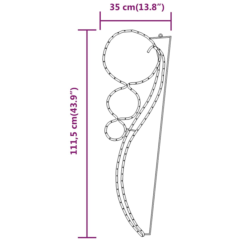 vidaXL Lampki w kształcie obręczy, 2 szt., ciepła biel 111,5x35x4,5 cm
