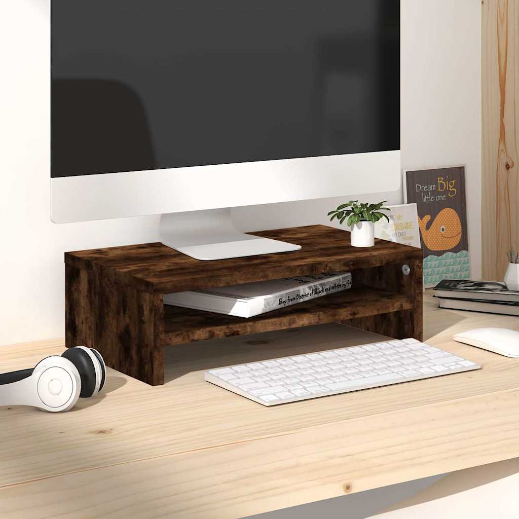 vidaXL Podstawka pod monitor, przydymiony dąb, 42x24x13 cm