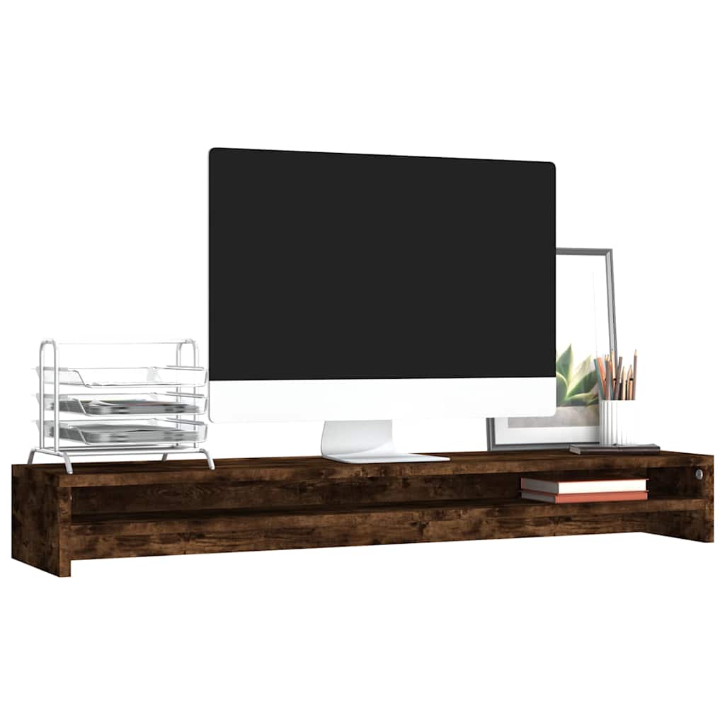 vidaXL Podstawka pod monitor, przydymiony dąb, 100x24x13 cm