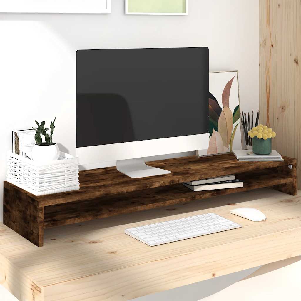 vidaXL Podstawka pod monitor, przydymiony dąb, 100x24x13 cm