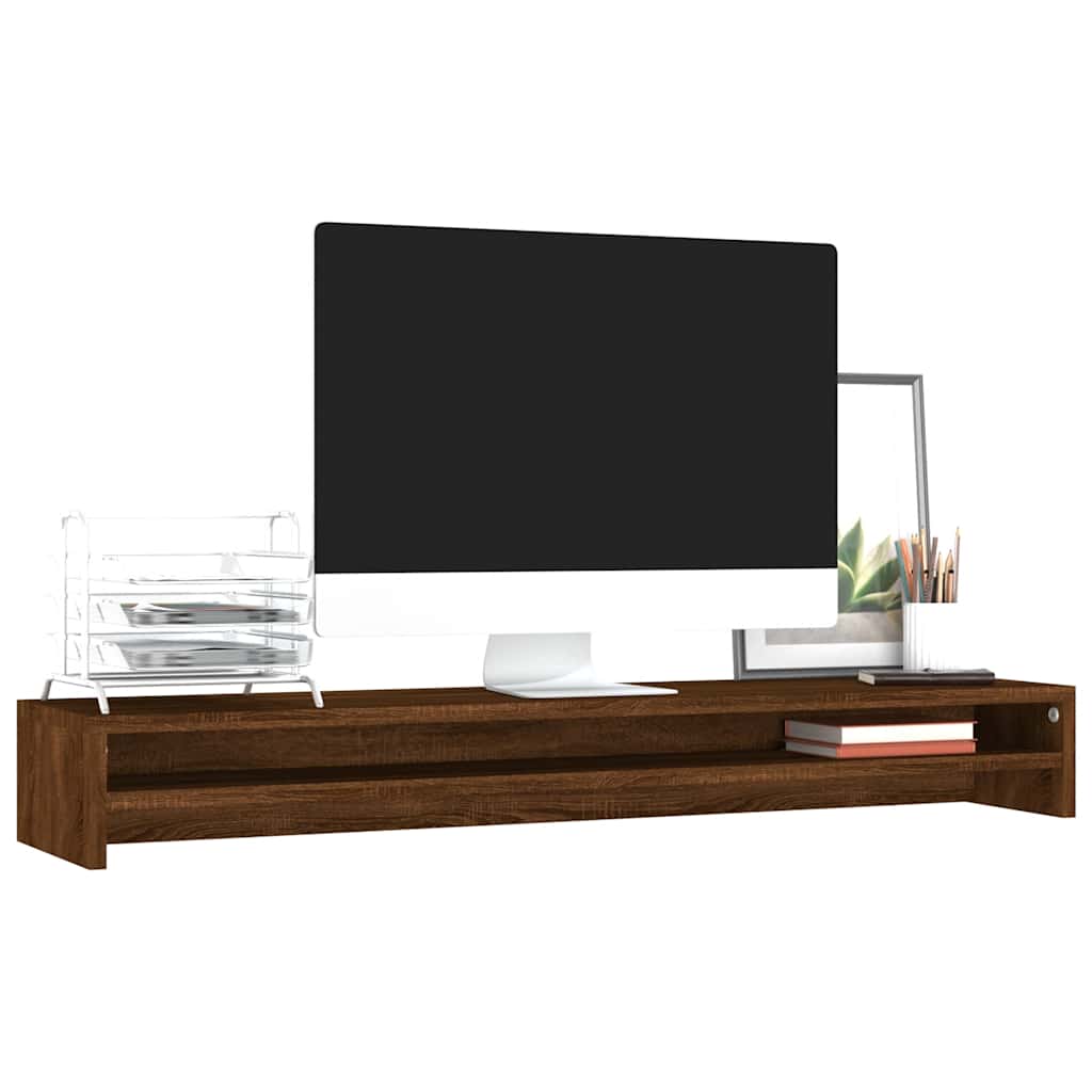 vidaXL Podstawka pod monitor, brązowy dąb, 100x24x13 cm