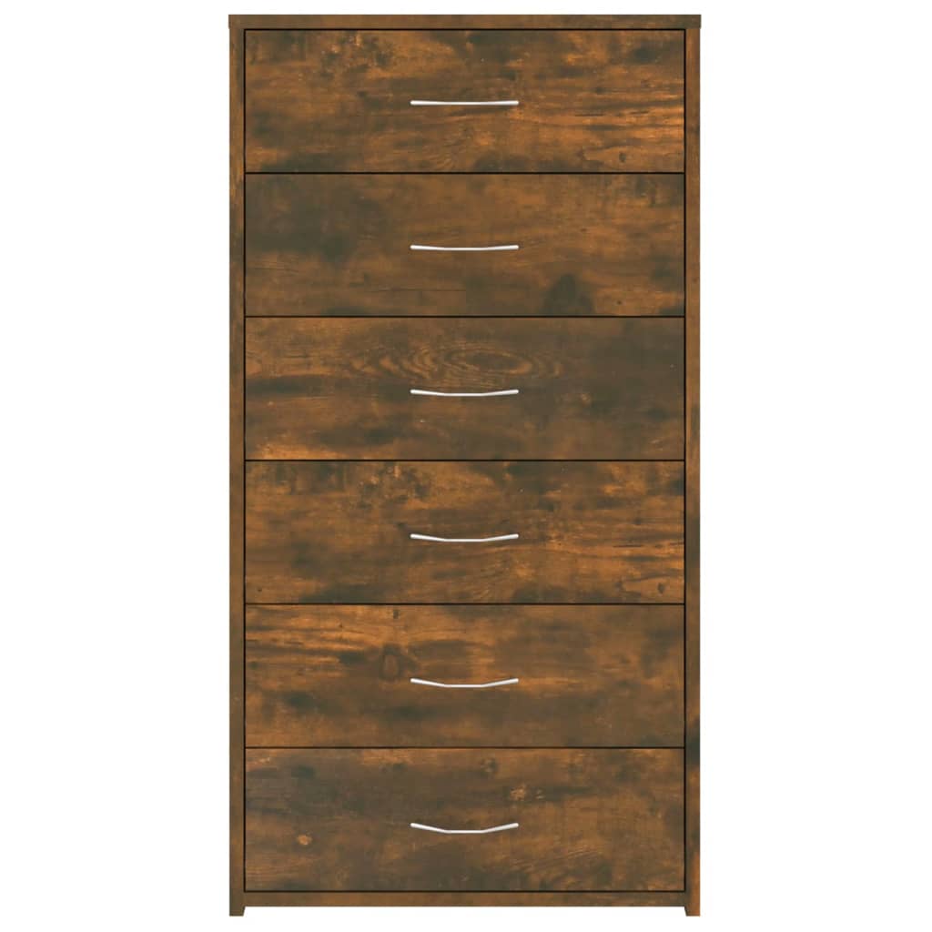 vidaXL Komoda z 6 szufladami, przydymiony dąb, 50x34x96 cm