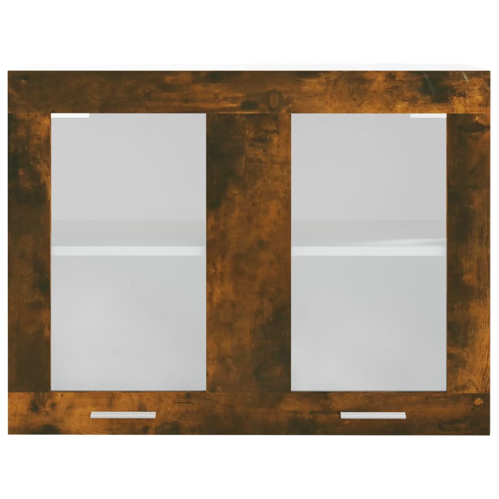 vidaXL Przeszklona szafka wisząca "Lyon" przydymiony dąb 80x31x60 cm
