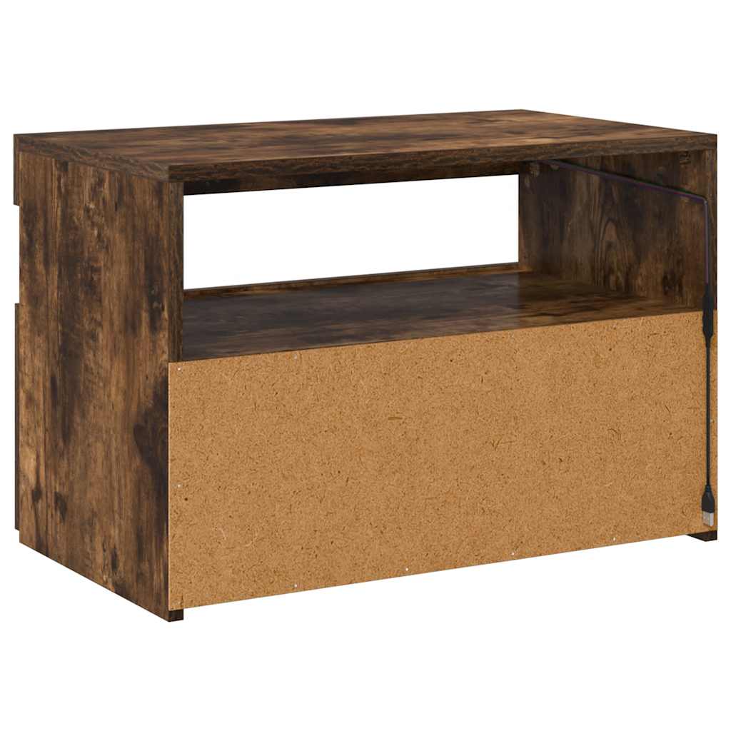vidaXL Szafka pod TV z oświetleniem LED, przydymiony dąb, 60x35x40 cm