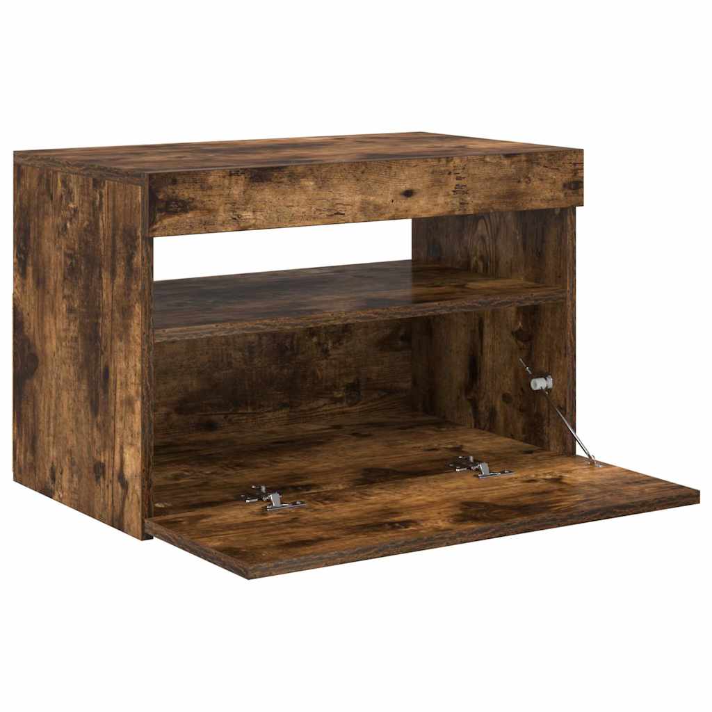 vidaXL Szafka pod TV z oświetleniem LED, przydymiony dąb, 60x35x40 cm