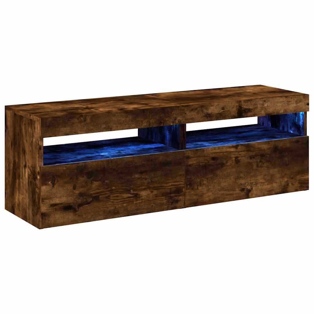 vidaXL Szafki pod TV z LED, 2 szt., przydymiony dąb, 60x35x40 cm