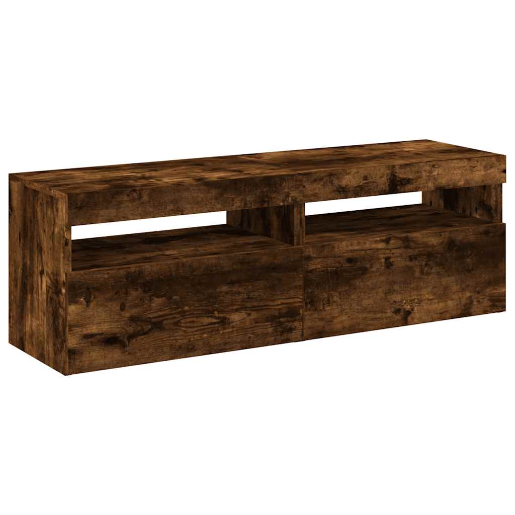 vidaXL Szafki pod TV z LED, 2 szt., przydymiony dąb, 60x35x40 cm