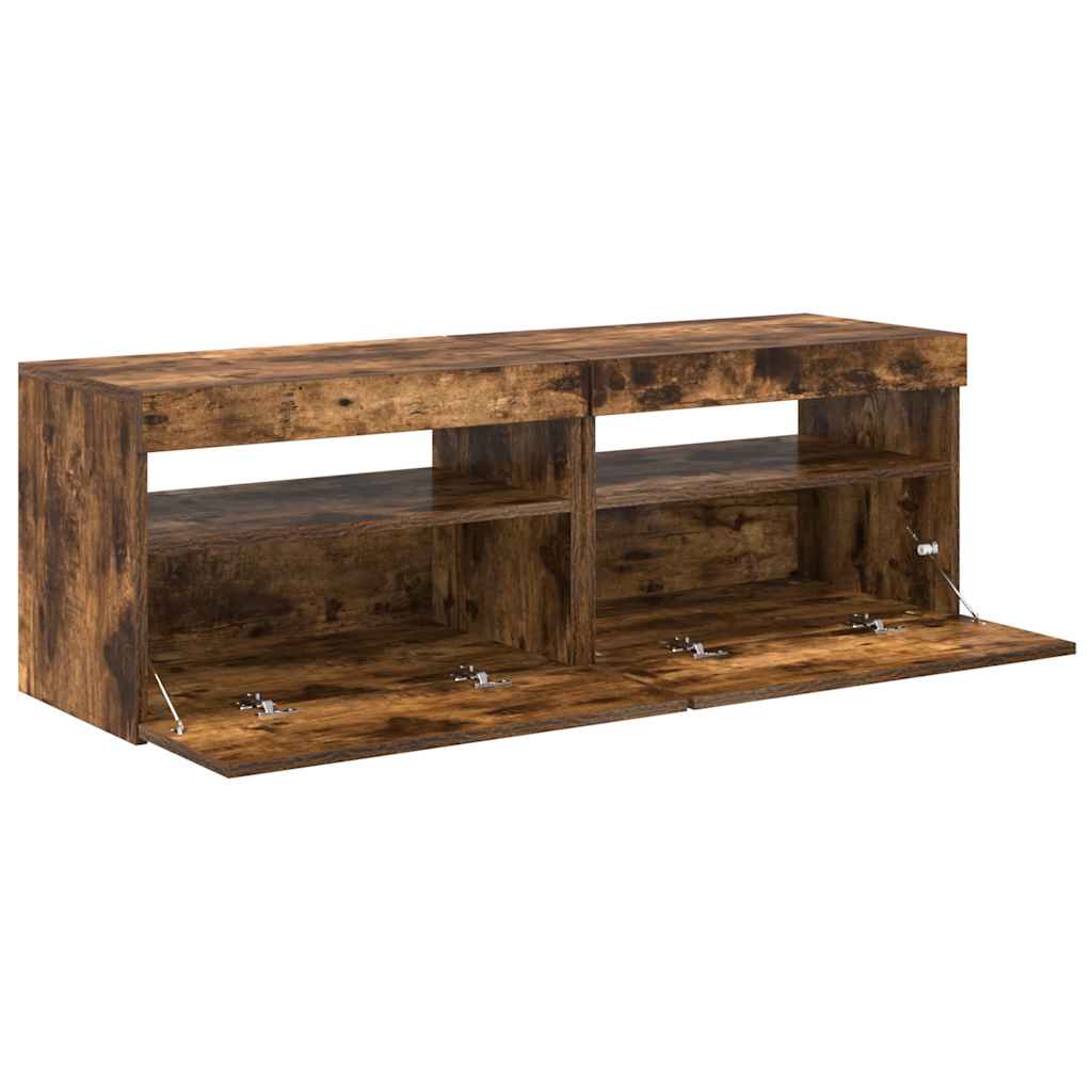 vidaXL Szafki pod TV z LED, 2 szt., przydymiony dąb, 60x35x40 cm