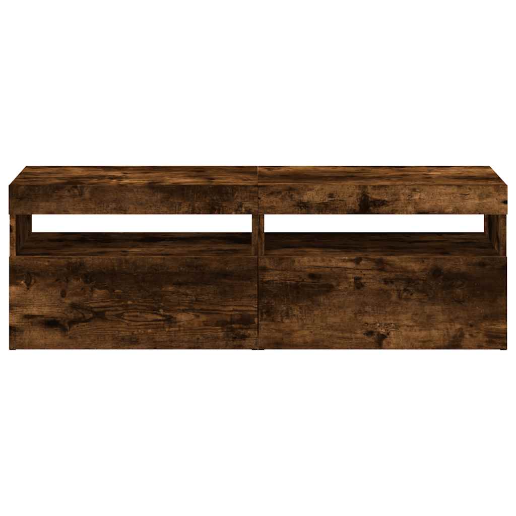 vidaXL Szafki pod TV z LED, 2 szt., przydymiony dąb, 60x35x40 cm