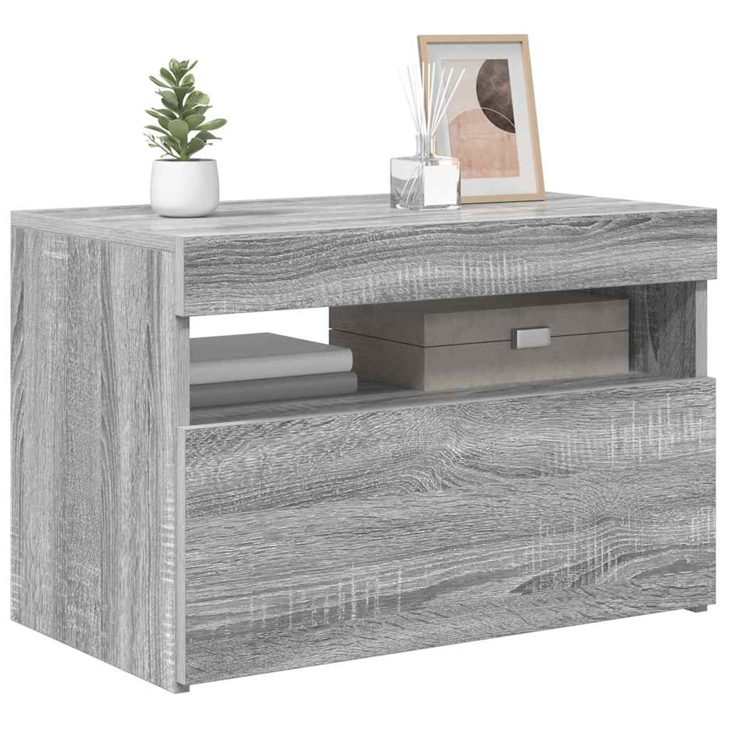vidaXL Szafka pod TV z oświetleniem LED, szary dąb sonoma, 60x35x40 cm