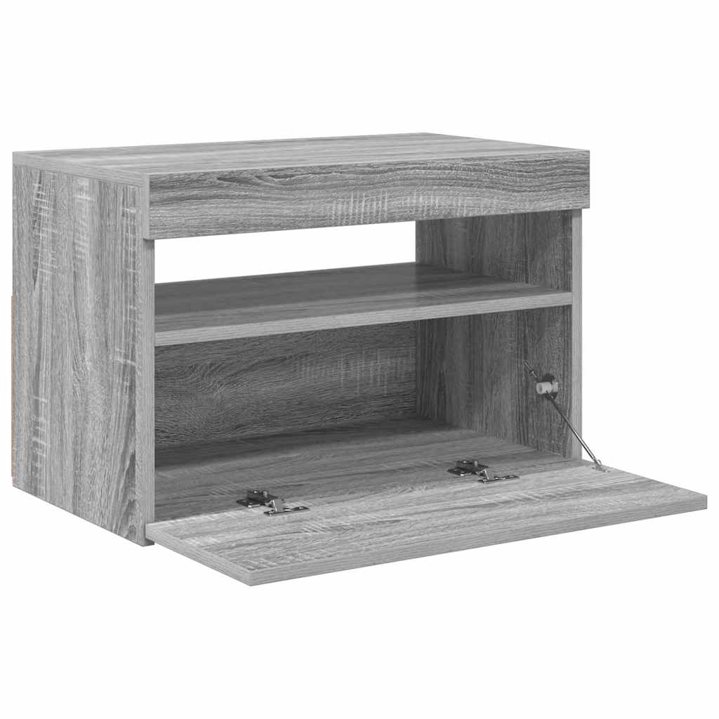 vidaXL Szafka pod TV z oświetleniem LED, szary dąb sonoma, 60x35x40 cm