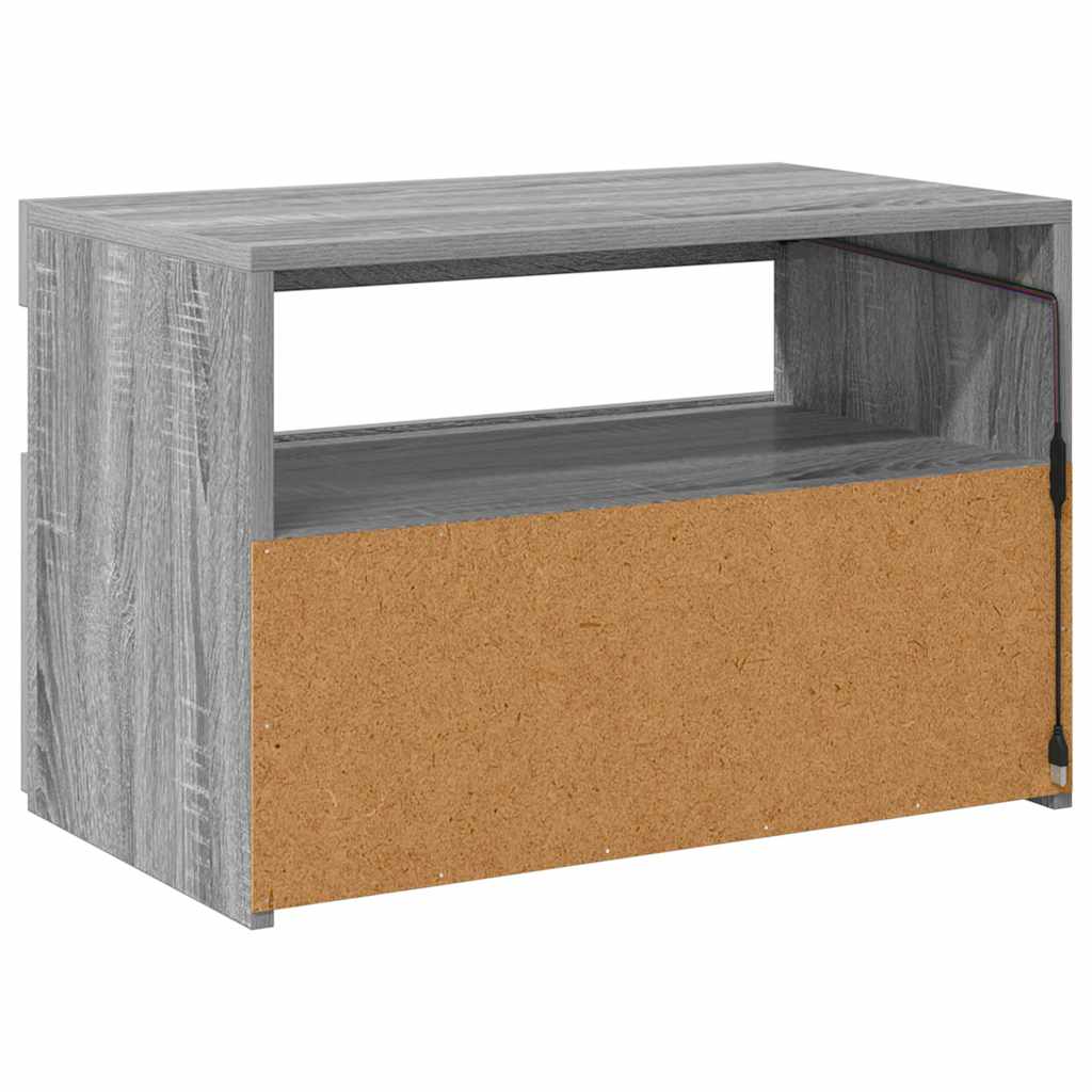 vidaXL Szafka pod TV z oświetleniem LED, szary dąb sonoma, 60x35x40 cm