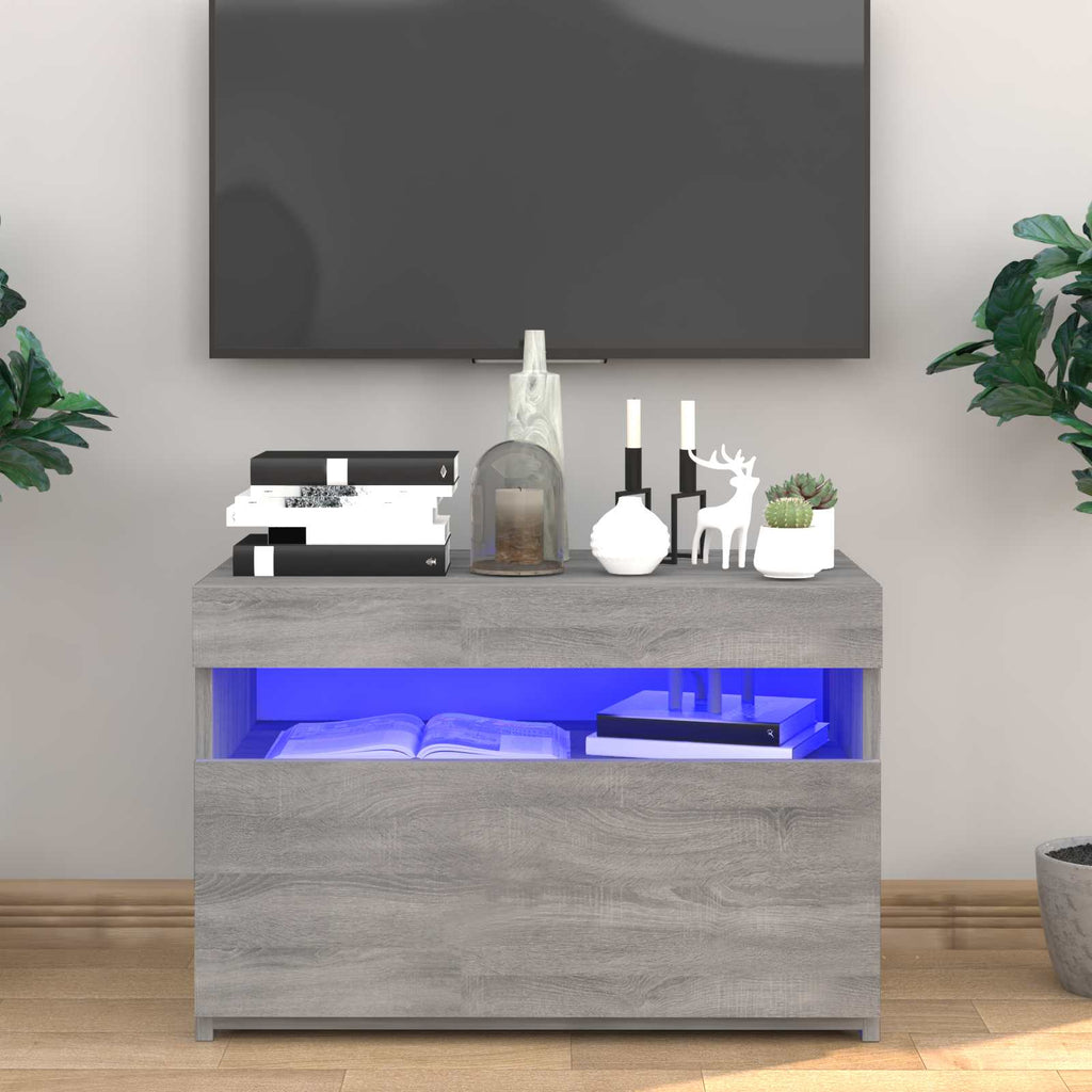vidaXL Szafka pod TV z oświetleniem LED, szary dąb sonoma, 60x35x40 cm