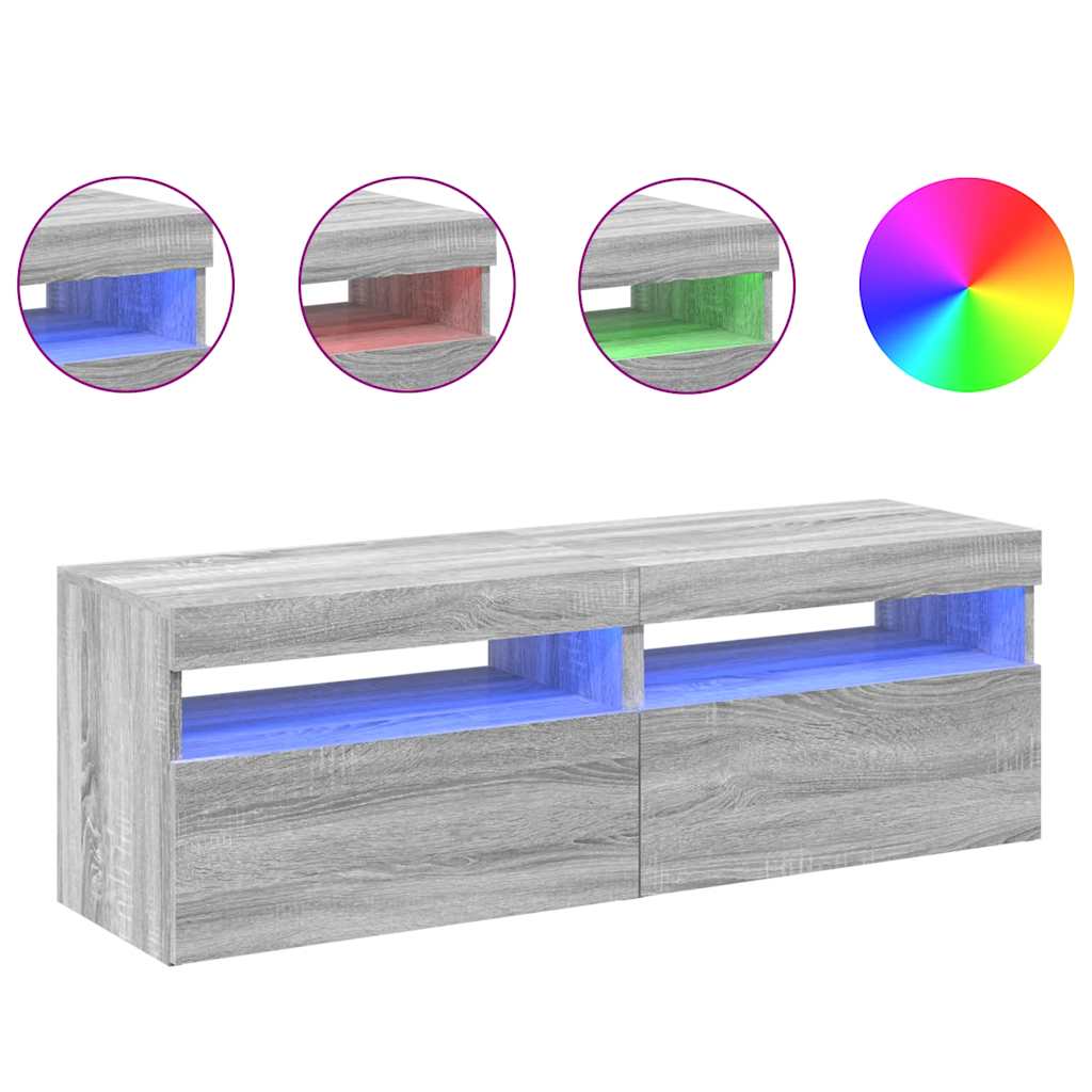 vidaXL Szafki TV z LED, 2 szt., szary dąb sonoma, 60x35x40 cm