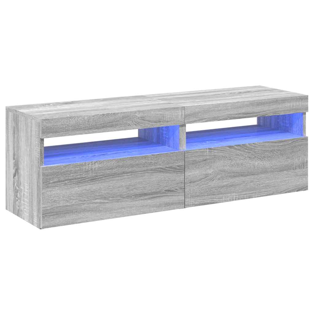 vidaXL Szafki TV z LED, 2 szt., szary dąb sonoma, 60x35x40 cm