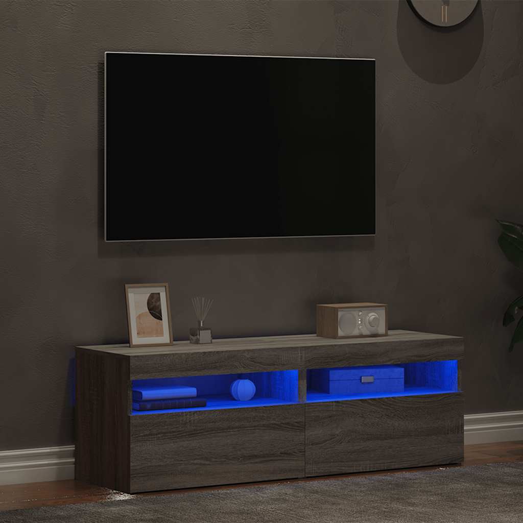vidaXL Szafki TV z LED, 2 szt., szary dąb sonoma, 60x35x40 cm