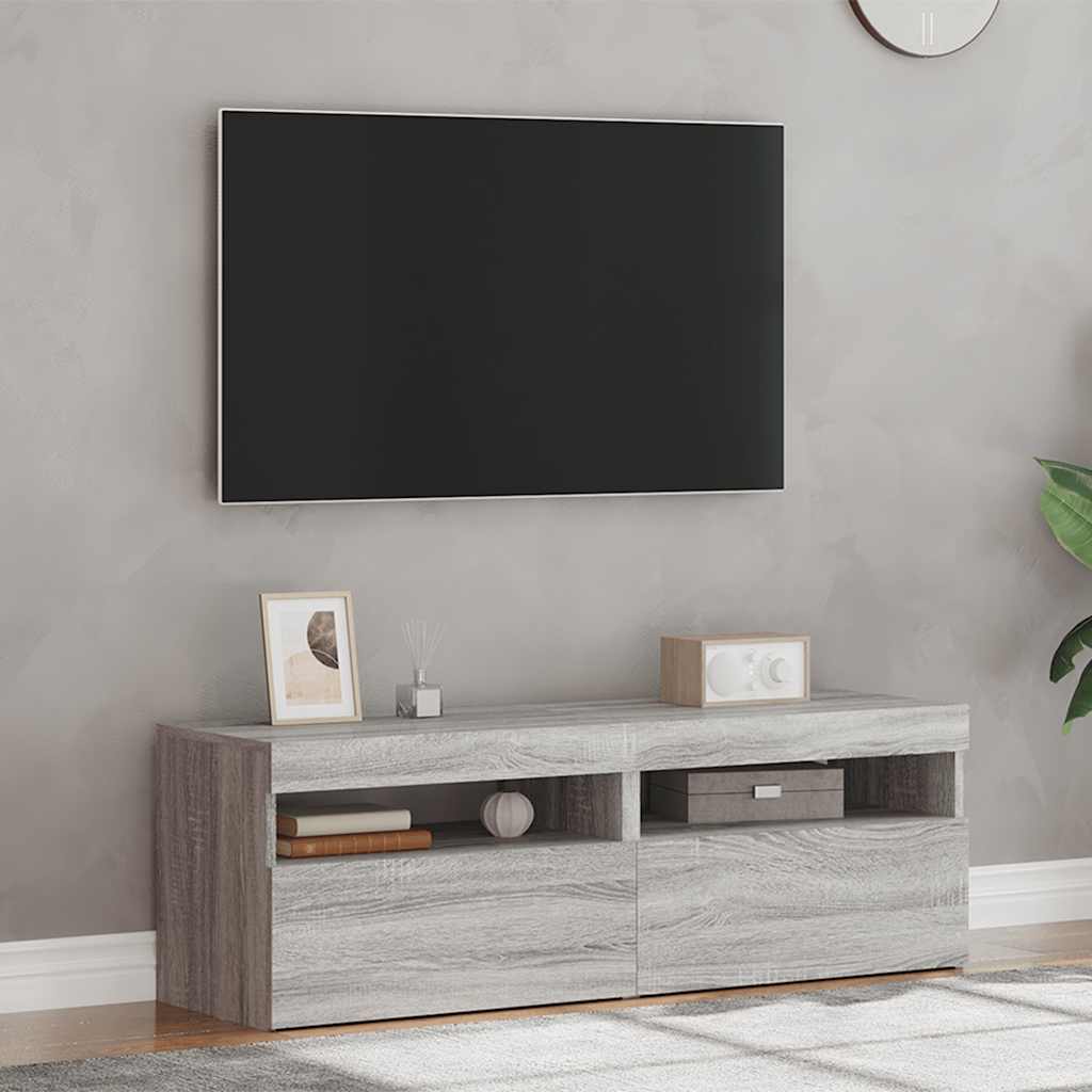 vidaXL Szafki TV z LED, 2 szt., szary dąb sonoma, 60x35x40 cm