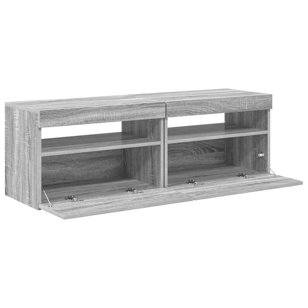 vidaXL Szafki TV z LED, 2 szt., szary dąb sonoma, 60x35x40 cm