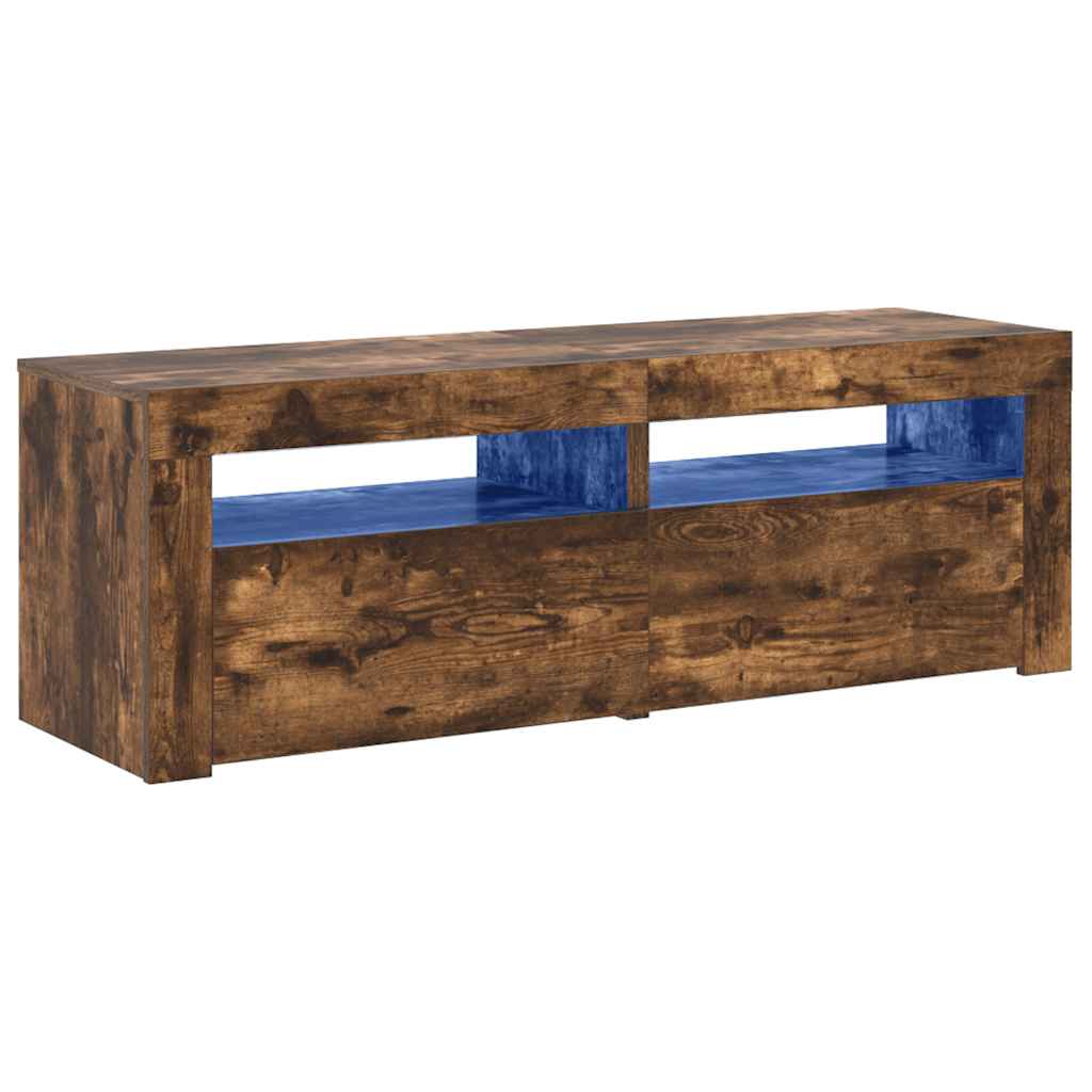 vidaXL Szafka pod TV z oświetleniem LED, przydymiony dąb, 120x35x40 cm
