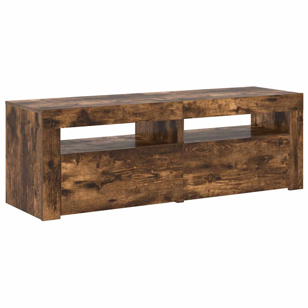 vidaXL Szafka pod TV z oświetleniem LED, przydymiony dąb, 120x35x40 cm