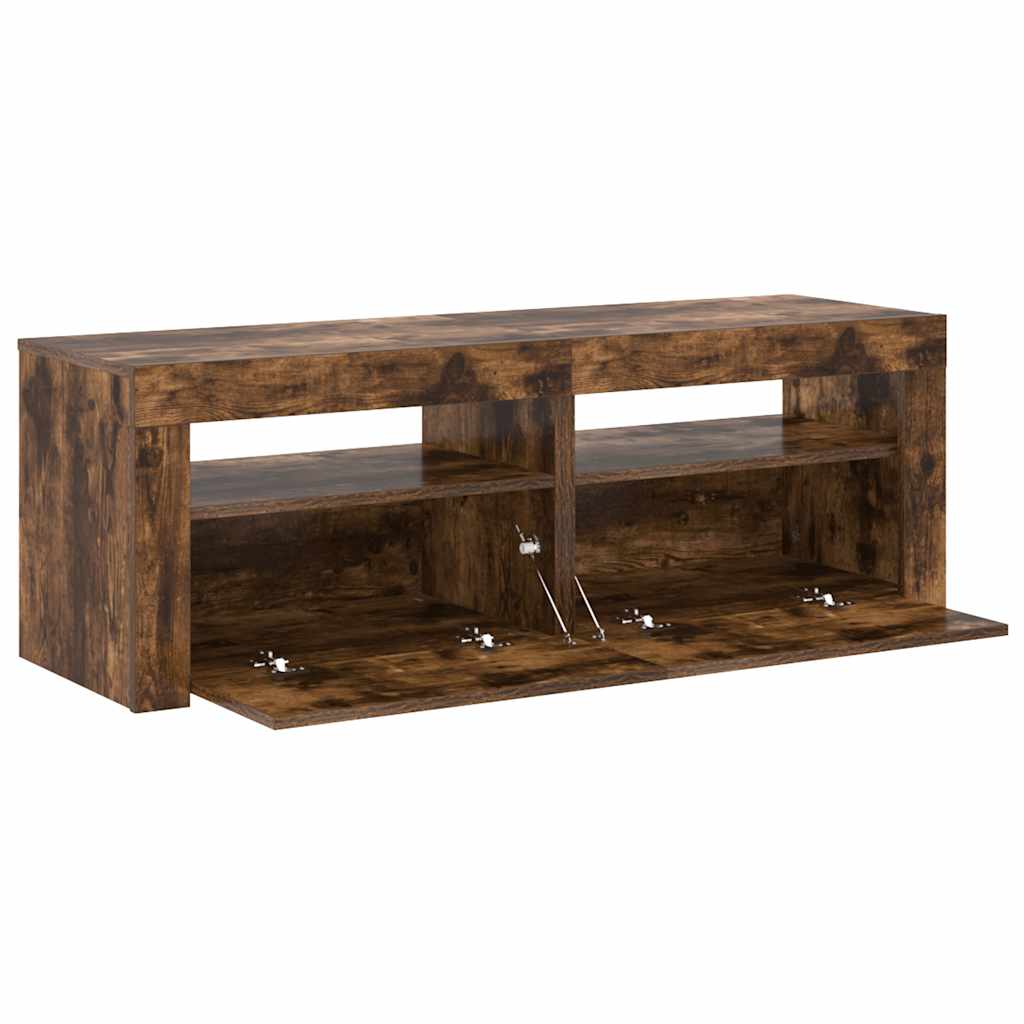 vidaXL Szafka pod TV z oświetleniem LED, przydymiony dąb, 120x35x40 cm