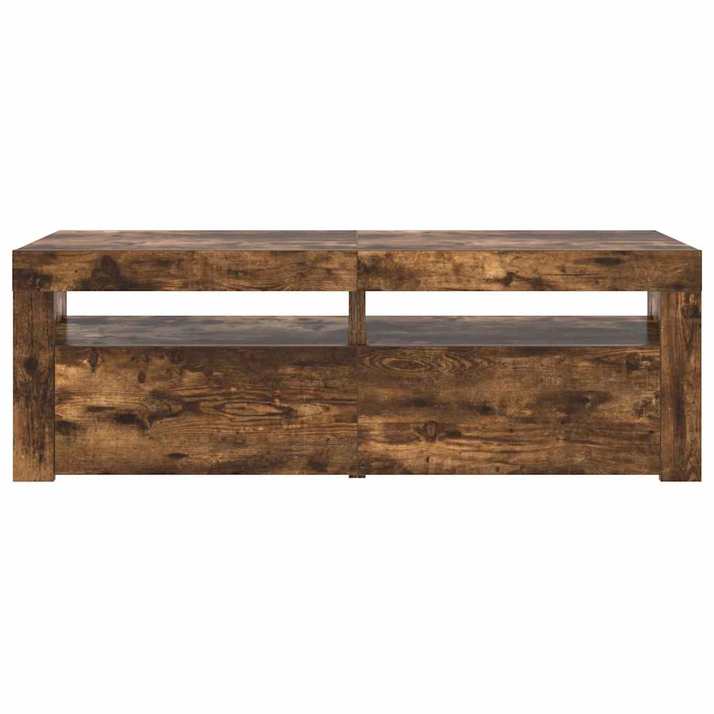 vidaXL Szafka pod TV z oświetleniem LED, przydymiony dąb, 120x35x40 cm