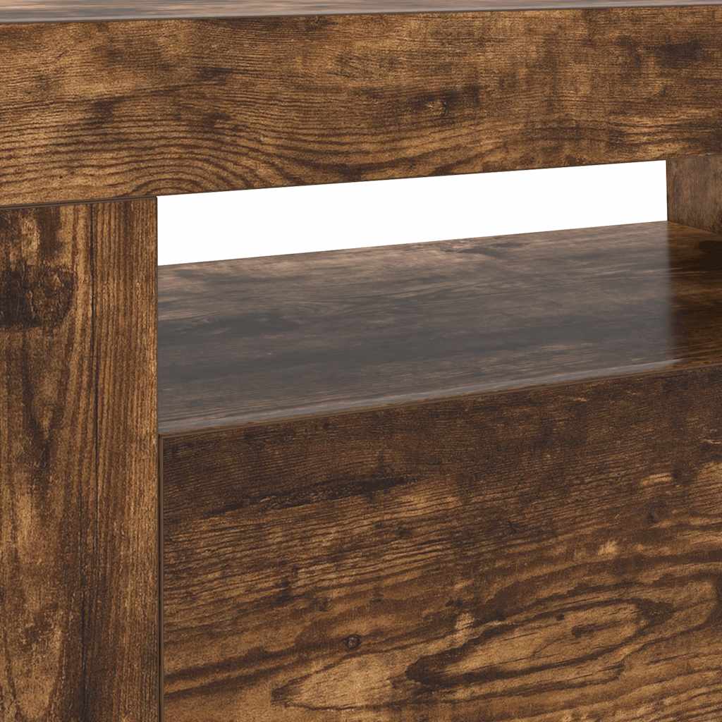 vidaXL Szafka pod TV z oświetleniem LED, przydymiony dąb, 120x35x40 cm
