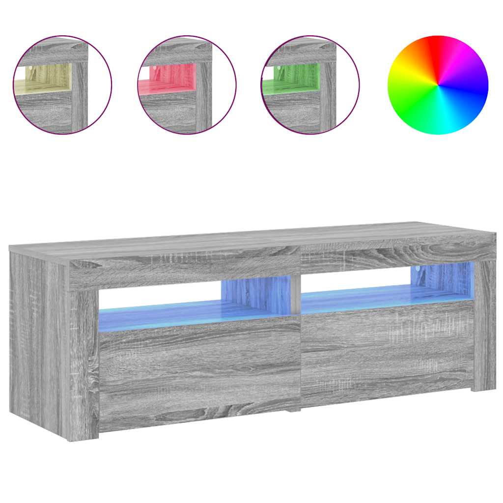 vidaXL Szafka pod TV z LED, szary dąb sonoma, 120x35x40 cm