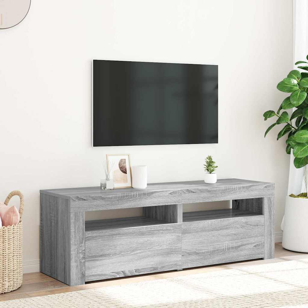 vidaXL Szafka pod TV z LED, szary dąb sonoma, 120x35x40 cm
