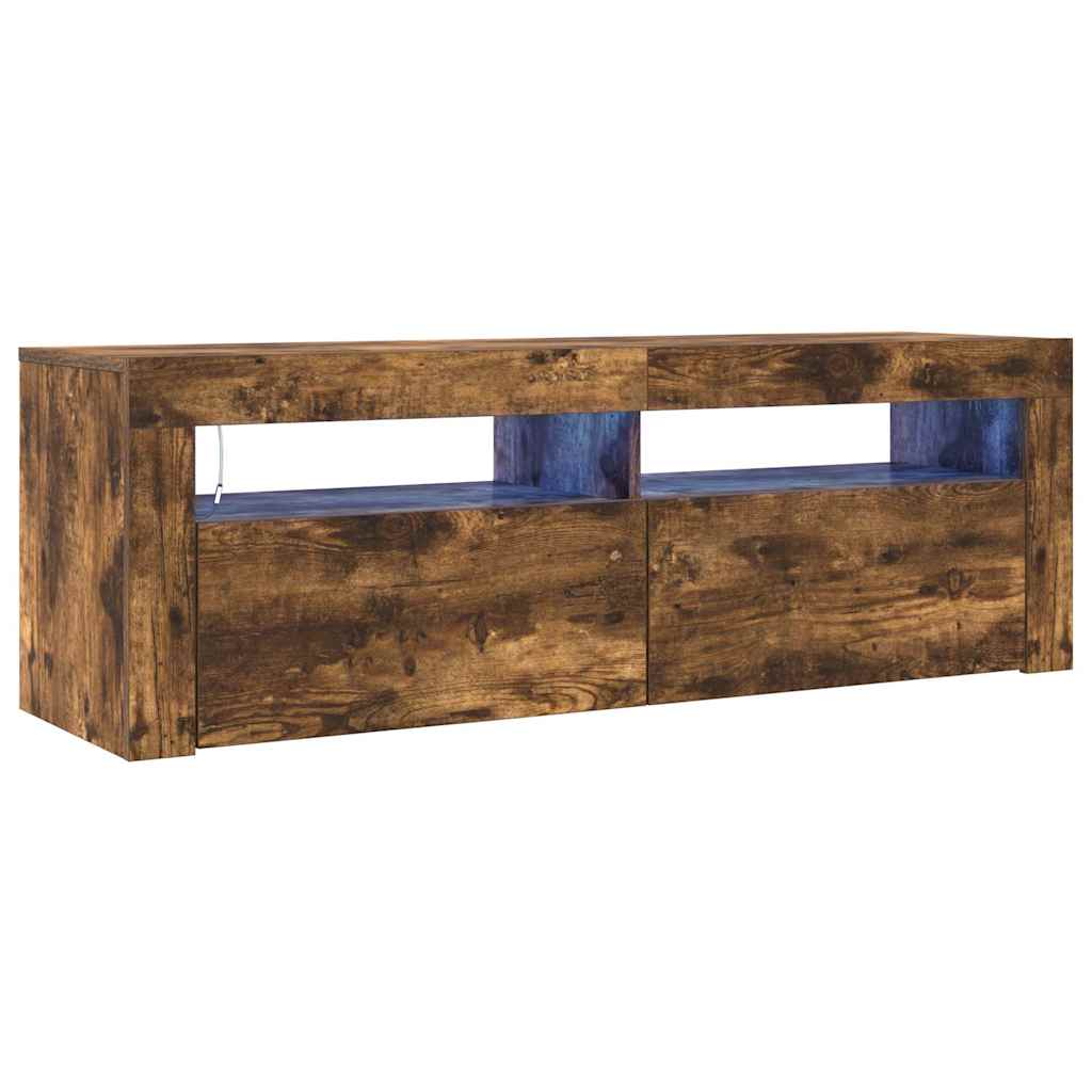 vidaXL Szafka pod TV z oświetleniem LED, przydymiony dąb, 120x35x40 cm