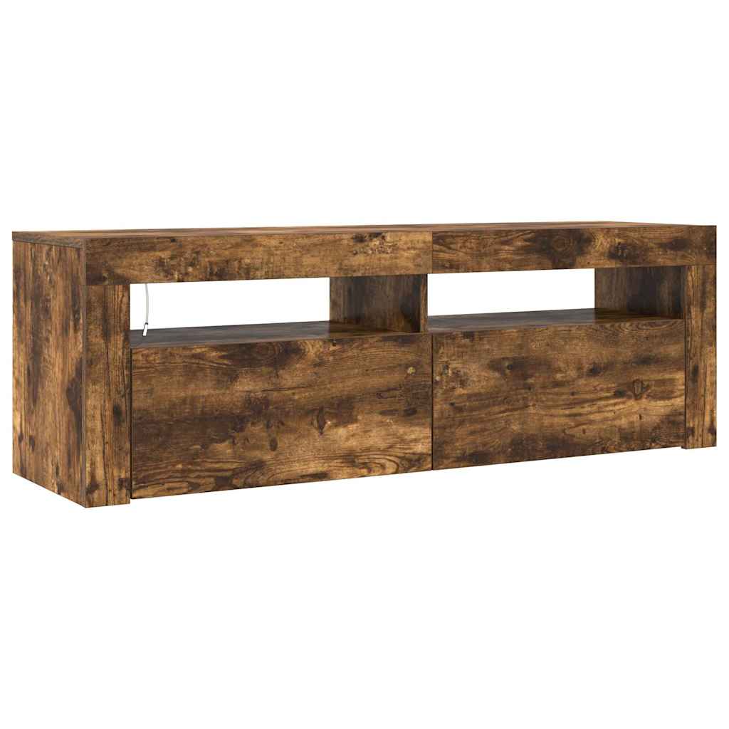 vidaXL Szafka pod TV z oświetleniem LED, przydymiony dąb, 120x35x40 cm