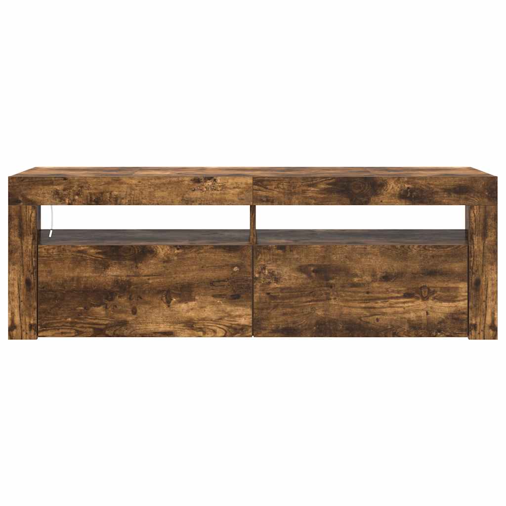 vidaXL Szafka pod TV z oświetleniem LED, przydymiony dąb, 120x35x40 cm