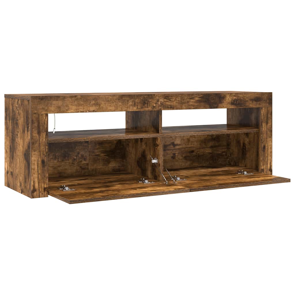 vidaXL Szafka pod TV z oświetleniem LED, przydymiony dąb, 120x35x40 cm