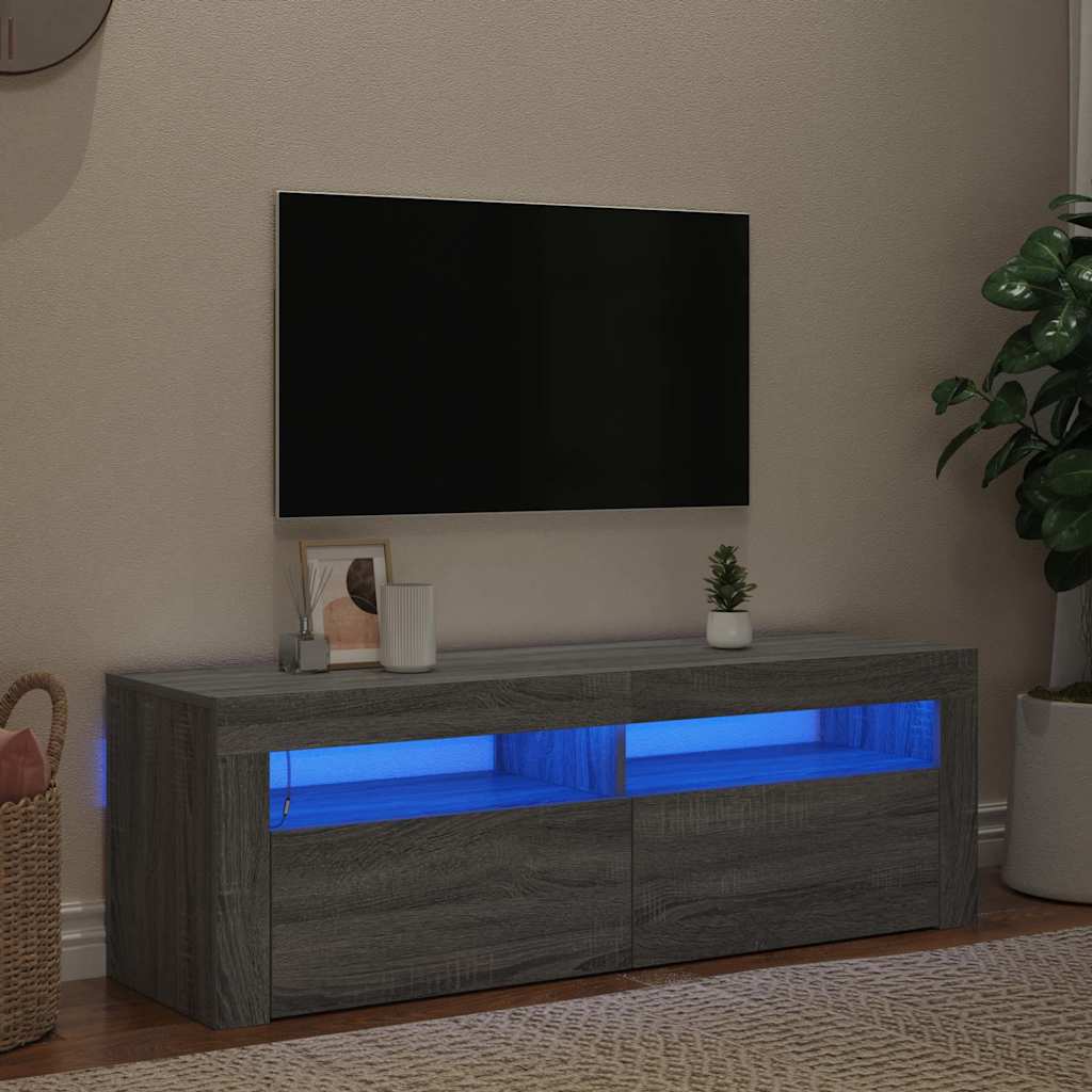 vidaXL Szafka pod TV z LED, szary dąb sonoma, 120x35x40 cm