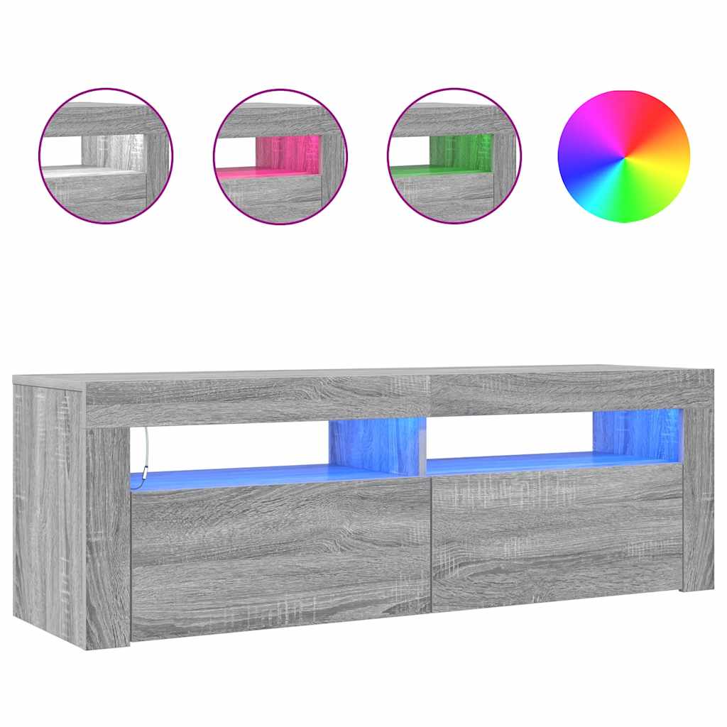 vidaXL Szafka pod TV z LED, szary dąb sonoma, 120x35x40 cm
