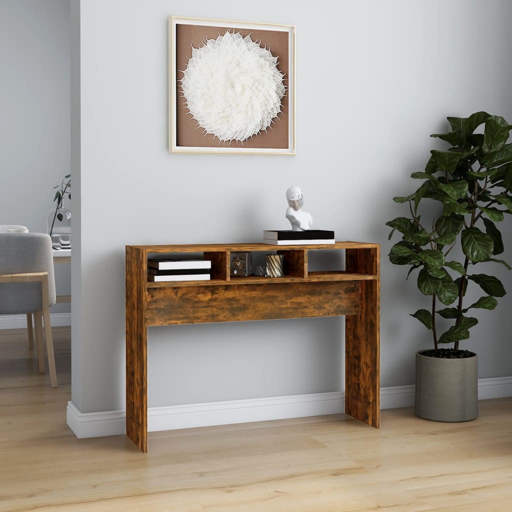 vidaXL Stolik konsolowy, przydymiony dąb, 105x30x80 cm