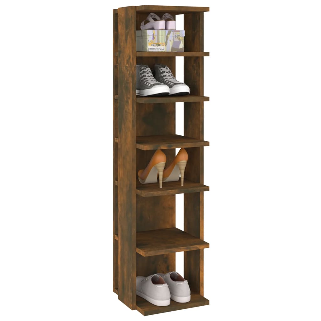 vidaXL Stojak na buty, przydymiony dąb, 27,5x27x102 cm