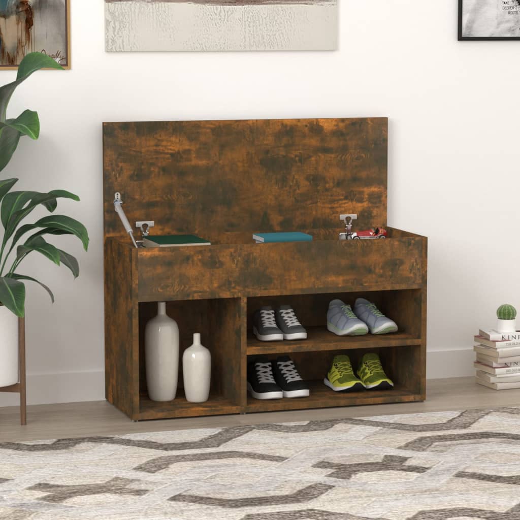 vidaXL Ławka z miejscem na buty, przydymiony dąb, 80x30x45 cm